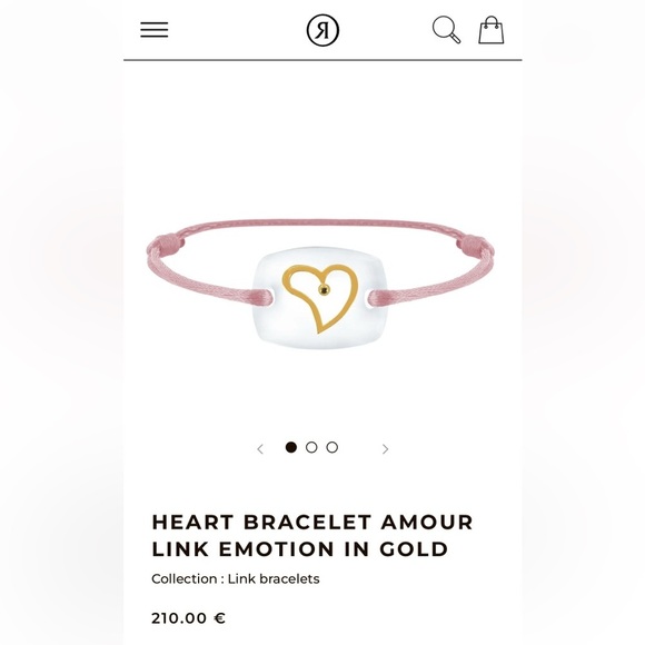 🇫🇷Philippe Tournaire PARIS- HEART BRACELET AMOUR LINK EMOTION IN GOLD- LILAC - Picture 5 of 7